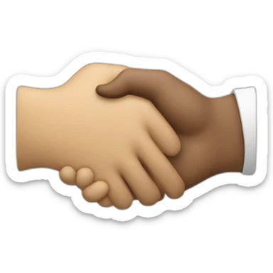 Hand shaking another hand while the other hand is turning small sticker