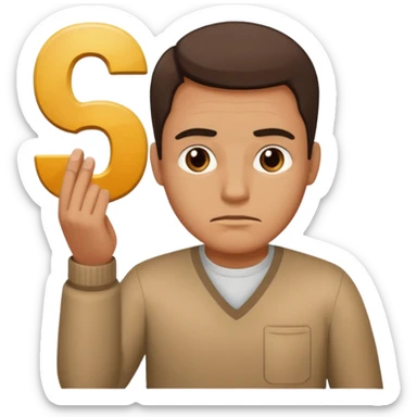 man frowning holding up numbers 6 in left hand and 7 in right hand sticker