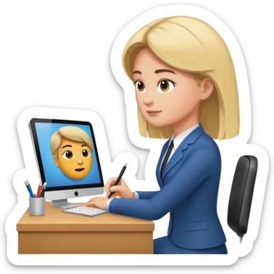 une image de 3/4 avec un recruteur à son bureau PAS DE FACE DE 3/4! qui regarde un candidat assis en face de lui. le recruteur est à droite sticker