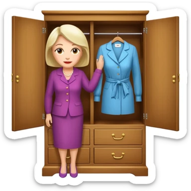 A character from the fairy tale Beauty and the Beast: the middle-aged lady (around 40 years old) who was turned into a wardrobe. She retains the wardrobe's original form, with an anthropomorphic face on the closed cabinet. sticker