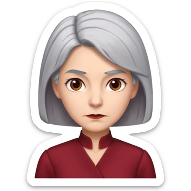 i need an image of a older woman named bonny who is a bind fund manager. where dark red professional dress with grey hair sticker