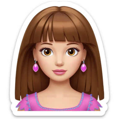 barbie merliah summers with girl with brown hair and brown fringe and light brown eyes  sticker
