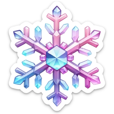 Gradient iridescent Pastel Pink crystal gemstone snowflake  sticker
