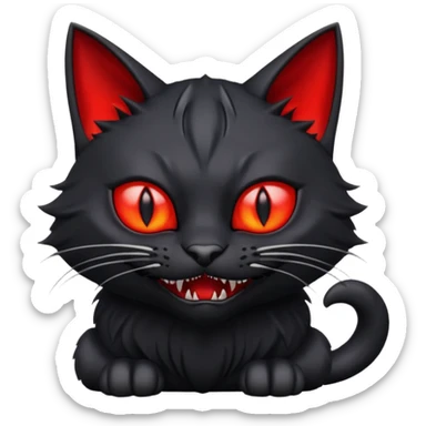 A 3D demoniac cat sticker