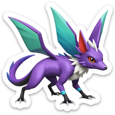 Shiny Noibat-Noivern-Mightyena-Silvally-Fakémon-hybrid-creature (full body)  sticker