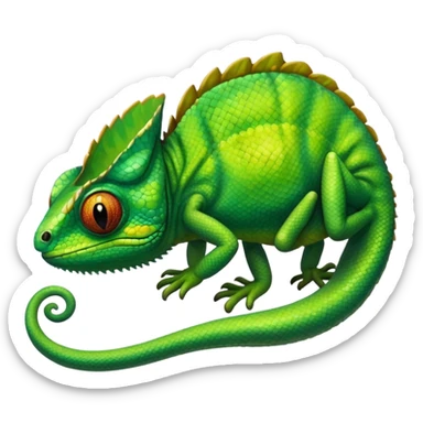 A green chameleon  sticker