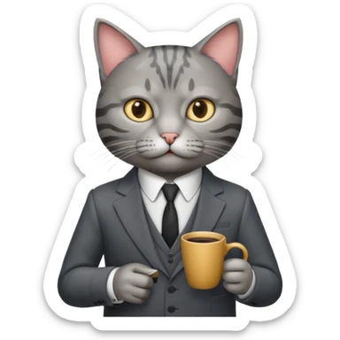 cat corleone mafia coffe sticker