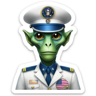 Reptilian Alien man general usa space force, full body, blue  sticker