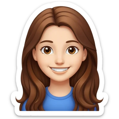 smiling girl with long brown hair sticker