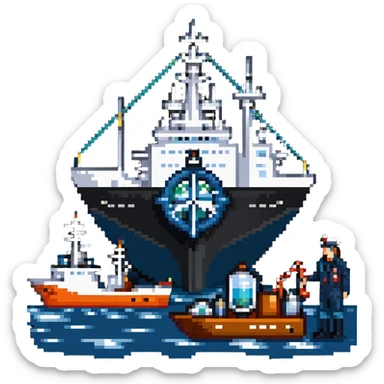 Vladivostok oceanography sailor with research vessel and marine scientific equipment sticker