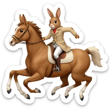 Exciting rabbit galloping on the back of a horse sticker