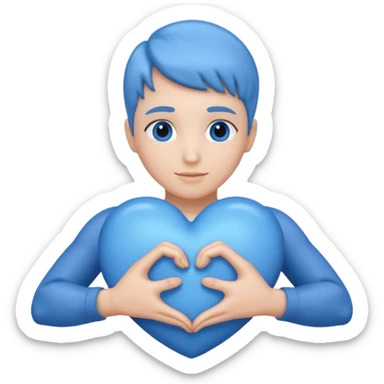 blue heart being embraced by arms sticker