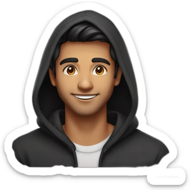 25 year old indian silicon valley creator economy startup founder smiling in a black hoodie with broad shoulders profile photo wearing keyhole  face only sticker