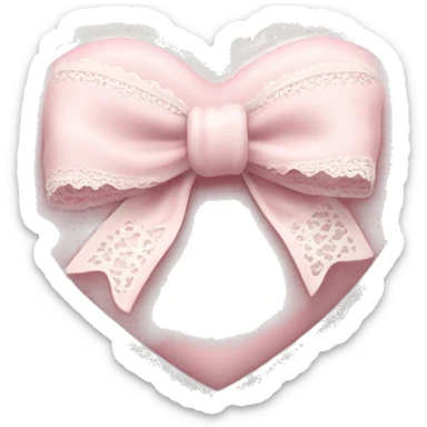 rococo Pastel pink heart with white bow with lace and frills  sticker