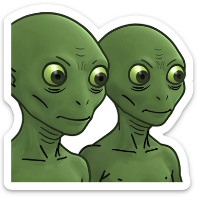 Two aliens and heart sticker