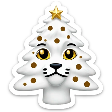 White Christmas tree with cheetah print ornaments and cheetah print star sticker