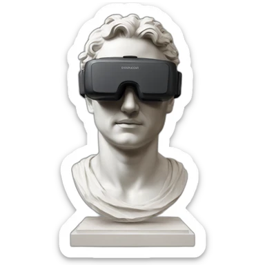 Roman sculpture with virtual reality glasses sticker