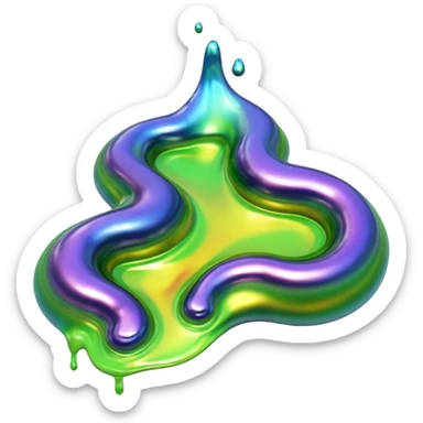 3D render of Oil Slick, toxic waste aesthetic, bubbling liquid, industrial warning texture. sticker