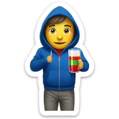 man in hoodie with moldova flag drink alcohol sticker
