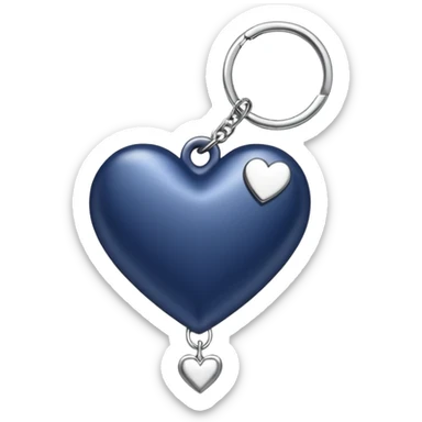 Navy blue heart with silver chains charm keychain sticker