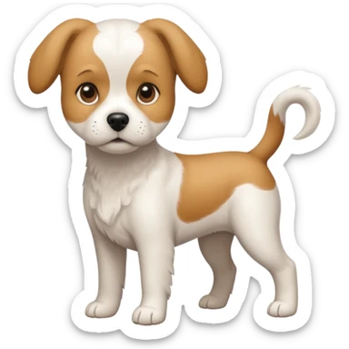 a full body white beagle x maltese x chi dog the size of a kelpie with light brown ears and a light brown patch on one eye sticker