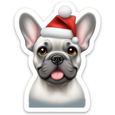Grey French bulldog with Santa hat sticker