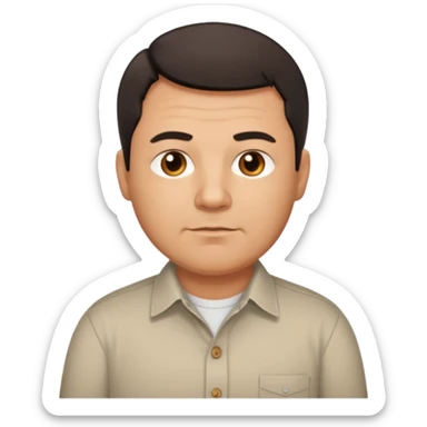 middle aged man, a little fat with really short dark hair sticker