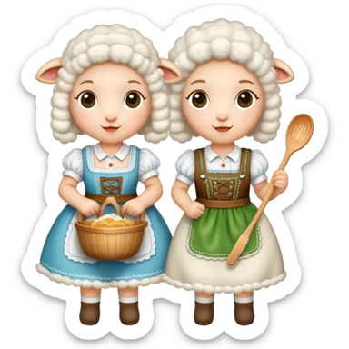 two lambs as cooks and one in a dirndl sticker