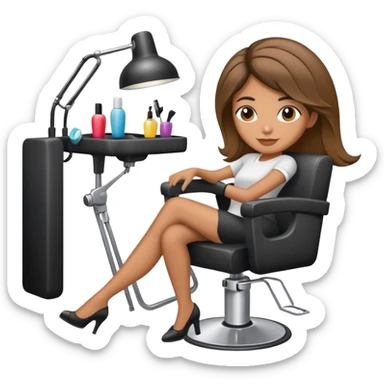 Hispanic hairstylist behind styling chair sticker