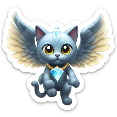 4dDiamond Omni-Cat God with wings and a ring around its body  sticker