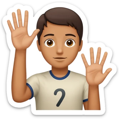 🤷🏻‍♂️ number 6 in left hand and number 7 in the right hand sticker