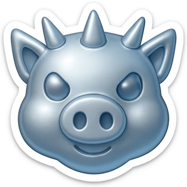 Make the pig mask much cuter with a completely metallic texture that is shiny and reflective. Keep the spikes but make them less menacing. Preserve the transparent background. sticker