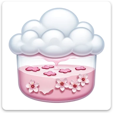 Sakura pudding shaped like a cloud with cherry blossom petals sticker
