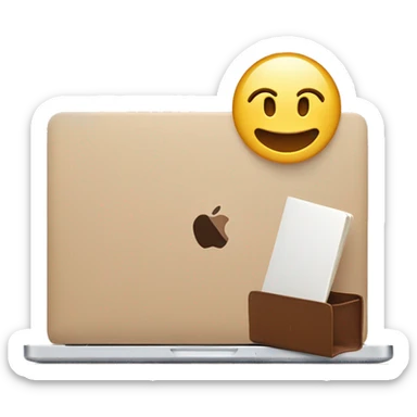 a beige laptop with an iPhone 13 on top and a brown notebook sticker