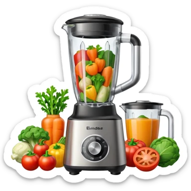 a blender with vegetables inside sticker