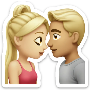 Make a blonde asian girl with a guy with a pony tail kissing  sticker