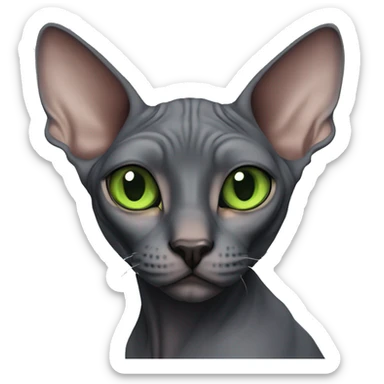Dark grey sphynx cat with green eyes sticker