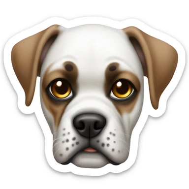 White boxer puppy with one brown eye patch  sticker