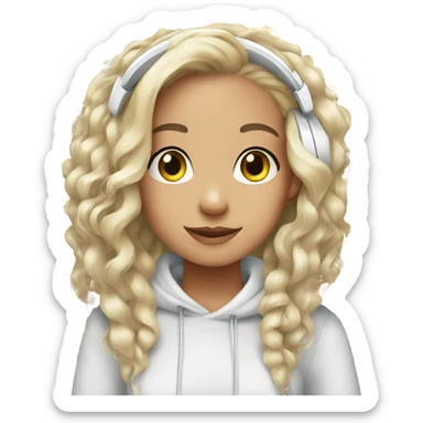 girl colorful hair white earphones sticker