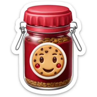Emoji de un tarro de galletas Red Velvet con pepitas de chocolate blanco sticker