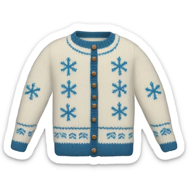 Knit sweater with snowflake design sticker