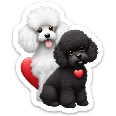 Black poodle and white Maltese with Valentines  sticker
