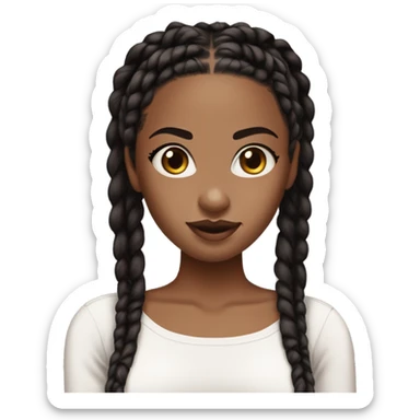 brown skined girl with black box braids and wears makeup is wearing a white tube top sticker