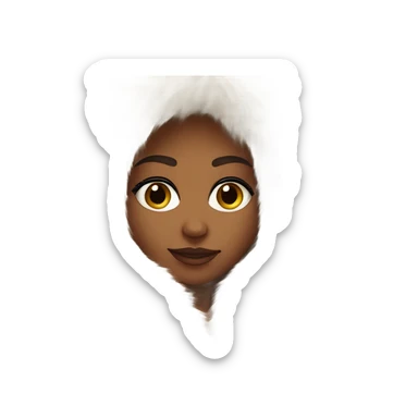 Tanned Girl with lashes ,  in an extremely big fluffy oversized white fur coat with hood on. The fur is real and it’s very obvious big and fluffy like in Pinterest  sticker