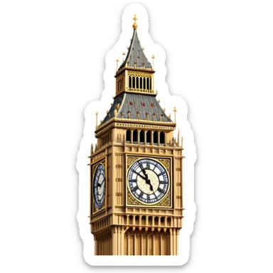 Cinematic Realistic Big Ben Landmark Emoji, showcasing the historic clock tower in exquisite detail rendered with dynamic lighting and rich textures that highlight its timeless grandeur. sticker
