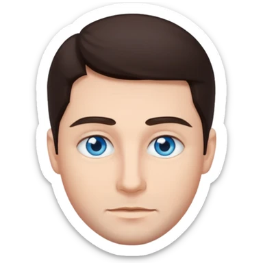 homme yeux bleu azur cheveux brun foncé sticker