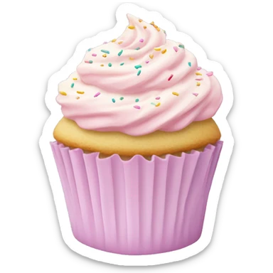 vanilla cupcake and light pink frosting with pastel sprinkles  sticker