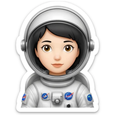 Young, female, astronaut suit, short black hair, white skin
 sticker