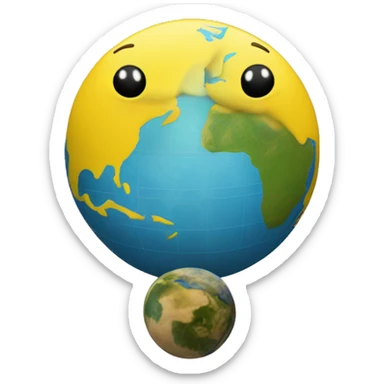 un van jaune devant la planète terre sticker