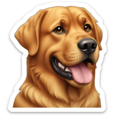 A Rottweiller with a golden retriever sticker